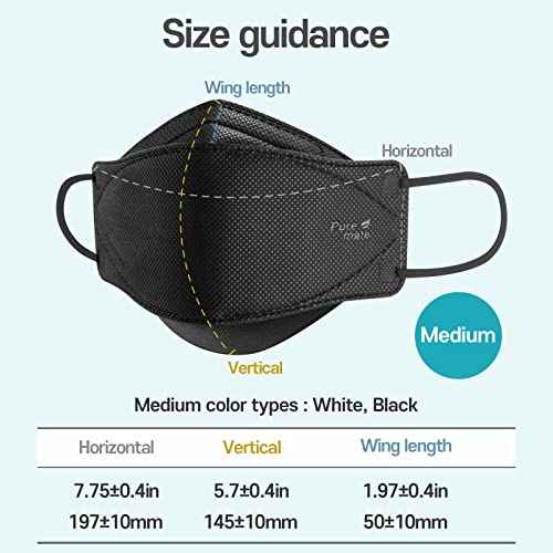 PUREMATE [30 Packs Made in Korea KF94 Face Mask White Black Individual Wrapped Filter Efficiency ¡Ã 94%