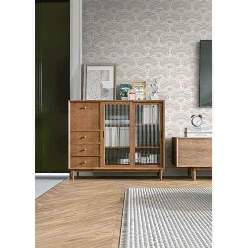 Heroad Peel and Stick Wallpaper White and Orange Brown Contact Paper Geometric Removable Wall Paper for Nursery Room Bedroom Bathroom Cabinets Vinyl Roll Self-Adhesive Waterproof 16.1" x 118"