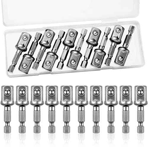 Impact Adapter Square Socket for Drills Extension Driver Bits Hex Impact Socket Adapter for Automotive DIY(1/2 Inch Square Tip, 50 mm Long,Silver)