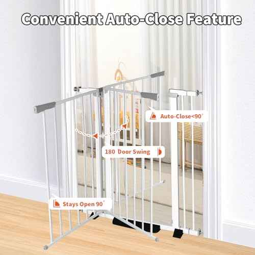 30 Inch Tall Baby Gate Auto Close Dog Gate Adjustable 29.92"-43.71" Wide Pressure Mounted Walk Through Swing Pet Gate for Doorways (29.92"-43.71" Wide)