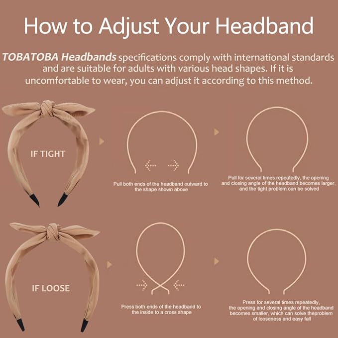 TOBATOBA Bow Headbands for Women 6Pcs Knotted Headband with Bow Cute Stylish Top Knot Head Bands Wide Hairband Hair Accessories for Women Girls