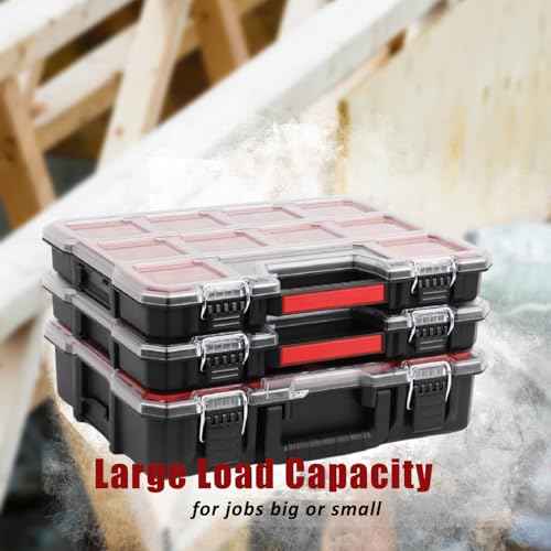 Tools Organizer, Small Parts Storage Craftsman Toolbox, 17.3 * 13.7 * 2.5" Durable Hardware Box Storage, with Removable Inner Cups