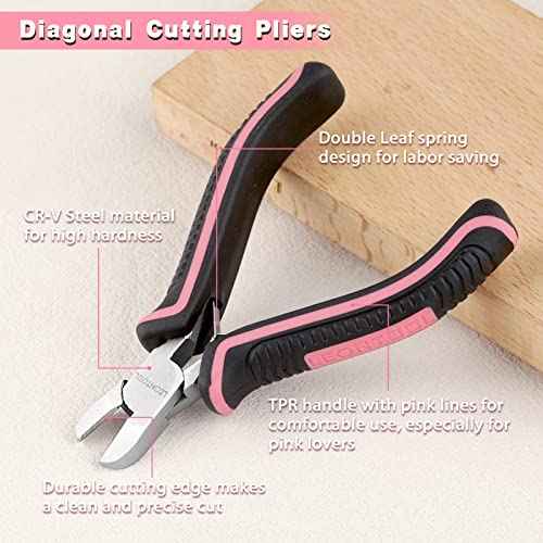 Mini Diagonal Cutting Pliers 4 Inches Floral Wire Cutters for Artificial Flowers Side Cutters Pliers for Jewelry Making Diagonal Wire Cutters for Wire, Zip Ties, Crafting,Pink Tool for Women
