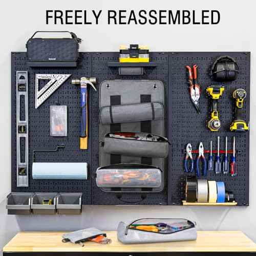 Tool Bag Roll Up Tool Organizer Bag Roll Up Tool Bag Organizer Tool Roll Bag with Small Detachable Tool Bags and Wrench Roll Up Pouch, Gifts for Men, Mechanic, Electrician, Grey