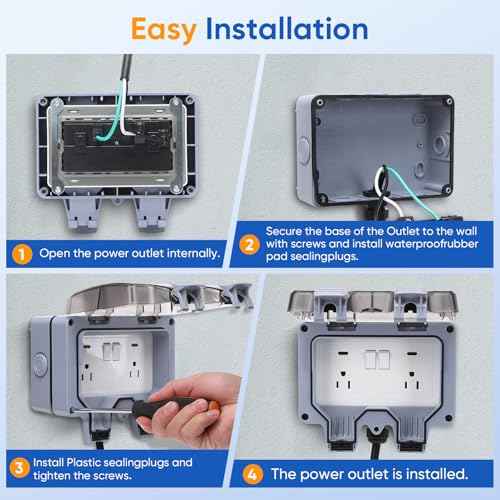 Outdoor Power Outlet,Outdoor Extension Cord Waterproof Double Wall Outlet Extender with On-Off Switch and Indicator Light£¬Exterior Electric External Power Outlet,Outside Outlet (32.8FT)