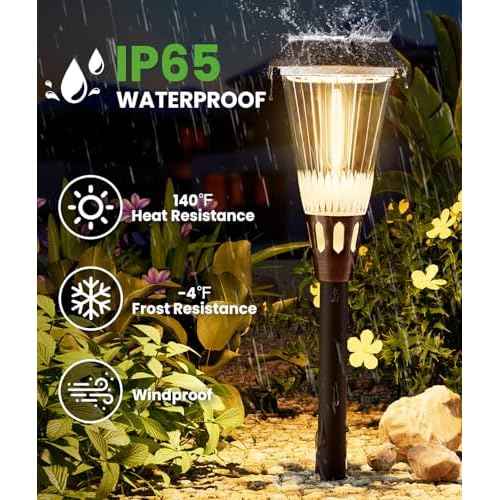 Bright Solar Lights Outdoor 6 Pack, 2-in-1 Cool&Warm Solar Pathway Lights, Pathway Landscape Lighting Waterproof IP65, Auto On/Off Outdoor Light for Yard Walkway Garden Driveway Landscape