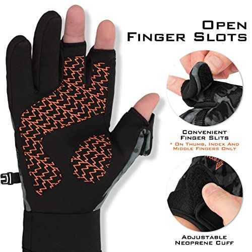 KastKing Mountain Mist Cold Winter Weather Fishing Gloves for Men and Women - Ideal for Ice Fishing, Photography, or Hunting
