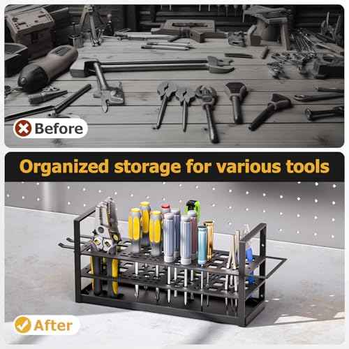 56 Holes Screwdriver Organizer Holder, Metal Screw-Driver Storage Rack Wall Mount for Hex Cross RC Kit, Hand Tool stand for Workshop,Workbench