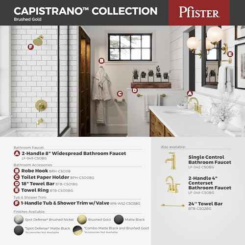 Pfister Capistrano Toilet Paper Holder, Bathroom Tissue Roll Holder, Wall-Mounted, Screw-in, Brushed Gold Finish, BPHCSO0BG