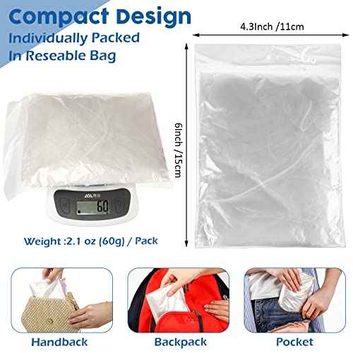 Berlune 50 Pcs Disposable Rain Ponchos for Adults Thick Disposable Ponchos Bulk with Hood Emergency Raincoats for Camping Themed Park, Clear
