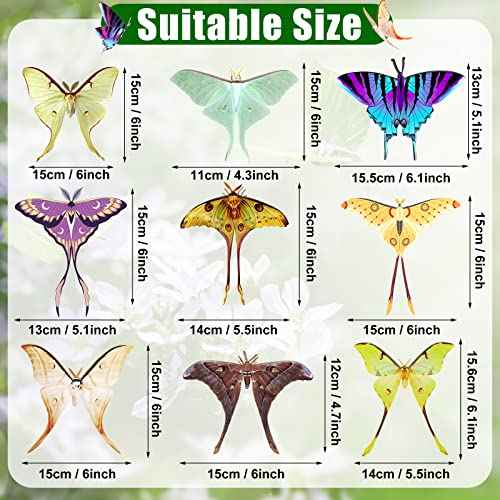 Rtteri 63 Pcs 3D Butterfly Moth Wall Decor Butterfly Wall Stickers Butterflies Decals Removable Double Sided Decal Reusable Mural Stickers Set Fairycore Moth for Party Wedding Room Christmas Decor