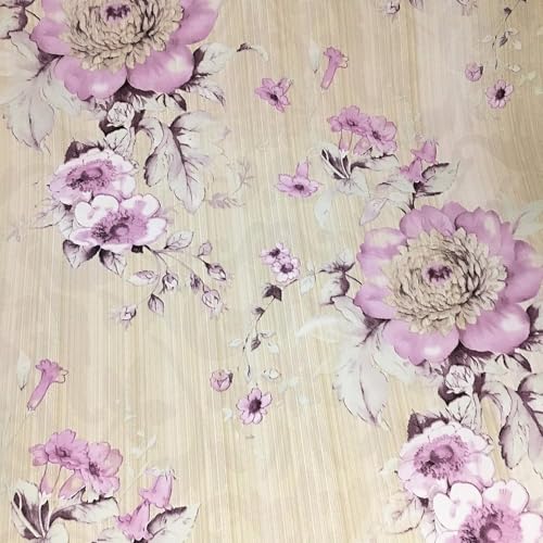 Retro Style Blooming Purple Flower Wallpaper Peel Stick Shelf Liner Funitures Dresser Drawer Cabinet Paper Decor 17.7 Inch by 100 Inch