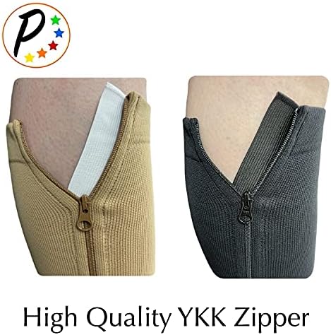 Original Open Toe 20-30 mmHg Firm Compression Circulation Zipper Socks (Beige, X-Small)