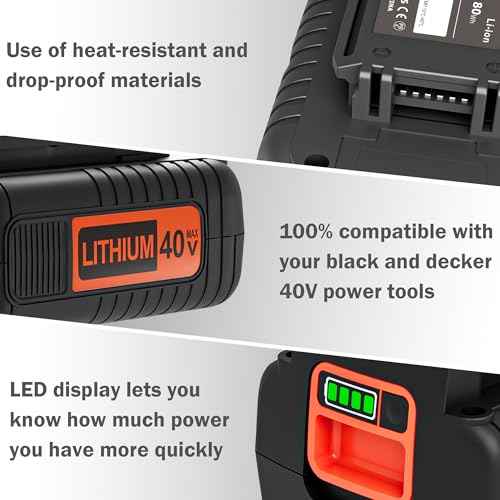 40 Volt MAX 2.0Ah Lithium Battery Replacement for Black and Decker 40V Battery LBX2040 LST540 LCS1240 LBX1540 LBXR2036 LST136W LBXR36 Power Tools