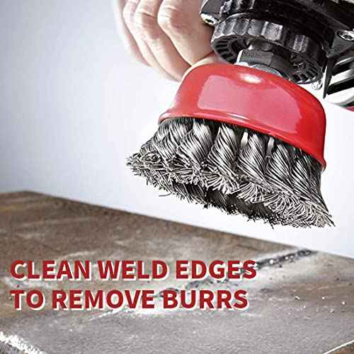 Wire Cup Brush for 4 1/2 Angle Grinder, 2 Pack 3 inch Wire Brush for Grinders, 5/8" -11 Threaded, for Heavy Cleaning Rust, Stripping and Abrasive