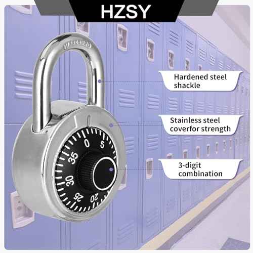 Combination Padlock 12 Pack, Fixed Dial Combination Padlock with Different Combinations, 2 in. Wide. Black Turntable, Lock for Gym & Locker, School, Toolbox, and More