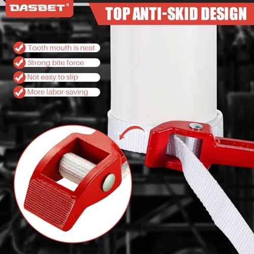 DASBET 12 Inch Strap Wrench Pipe Adjustable Nylon Strap Pipe Wrench Double Layered Oil Filter Strap Wrench Handle Nylon Belt