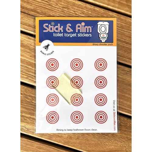 Bullseye Toilet Targets - Bulk Pack (13 Targets) with Applicator Tool, Sticks on Wet Surface, Ideal for Toilet Training Boys and Urinals