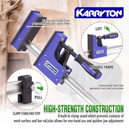 24-Inch Parallel Clamps, Heavy Duty Bar Clamps for Woodworking, 4" Throat Depth w/ 1600LB Force 2-Pack