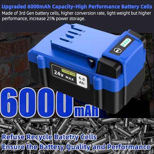 SAPBJ 2 Pack 24V 6.0Ah Battery for Kobalt, Compatible with Kobalt 24 Volt Max Cordless Power Tool Model KB624-03 KB524-03 KB424-03 KB224-03 KB124-03 0673802 1051230 Lithium-ion Replacement Bateria