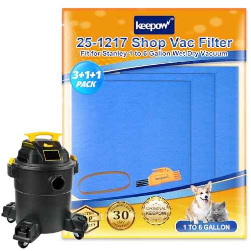 KEEPOW 25-1217 Vacuum Filters Replacement Compatible with Stanley 1-6 Gallon Wet/Dry Vacuums, 3 Pack
