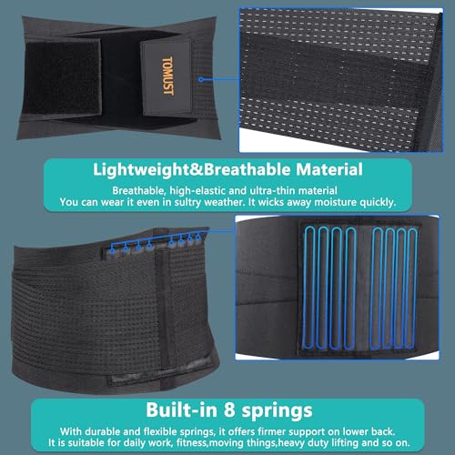 Back Brace - Breathable Waist Belt Lumbar Support for Lower Back Pain Relief, Recovery, Sciatica, Scoliosis, Herniated Disc, Lifting, With Dual Adjustable Straps for Men/Women, L