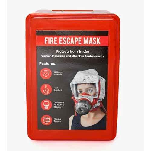 W WILKEN Fire Escape Mask & Hood | 30-Min Respirator for Smoke & Carbon Monoxide | Single-Use Emergency Protection