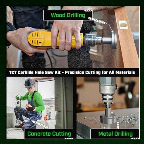 Tungsten Carbide Hole Saw Kit 22 Pcs ? Carbide Hole Saw Set 9/16" to 2-1/8" for Metal, Stainless Steel, Wood ? Includes 2 Drill Bits, Deburring Tool, 4 Blades, 3 Allen Wrenches ? Industrial & DIY Use