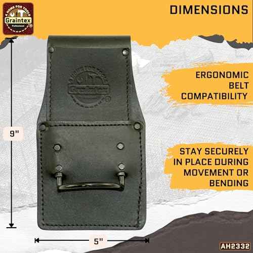 Graintex Hammer Holder Ambassador Series Color Top Grain Leather, Hammer Loop, Leather Tool Holster, Construction Workers, Electricians, Framers, Drywall Contractors