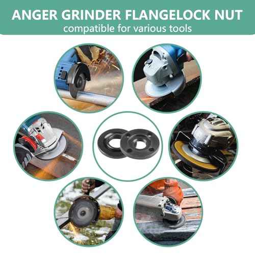 9pcs Angle Grinder Nuts, 1 Angle Grinder Wrench Spanner & 8 Angle Grinder Flange Nuts, 5/8-11 Metal Lock Compatible with Makita Dewalt Bosch Milwaukee Ryobi Metabo Grinder Nuts