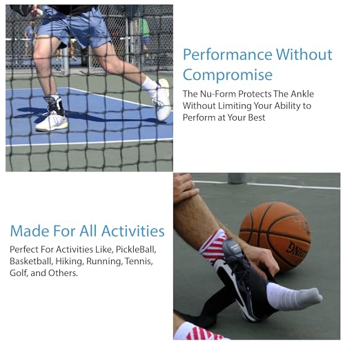 Nu-Form Ankle Brace - Premium, Low Profile Ankle Stabilizer and Ankle Compression Brace - Breathable Ankle Brace for Sports, Ankle Sprains, Injury Recovery Support, & More (Medium)