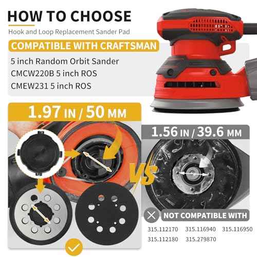 Sander Pads Replacement for Craftsman, 2 Pack 5 inch 8 Hole Hook & Loop Orbital Sanding Metal Pads Compatible with Craftsman CMCW220B CMEW231 Random Orbital Sander