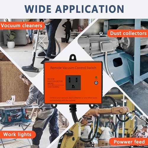 120V Automatic Vacuum Switch with Remote, Wireless Remote Switch for Dust Collector, Save Your Time, Keep Your Workplace Clean (Battery Included)