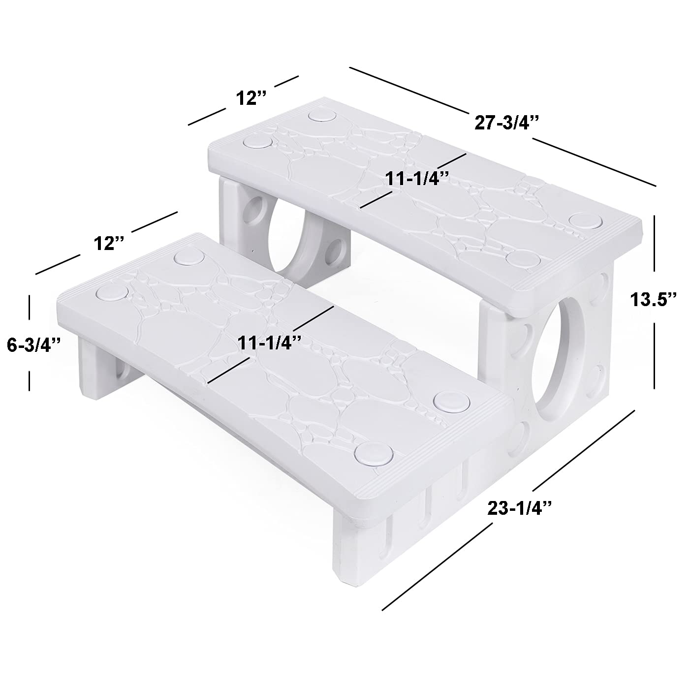 XtremepowerUS 2-Steps Heavy Duty Plastic Resin Spa Steps - Hot Tub, Inflatable Pool, and Patio Accessories, for Outdoor Use, Weatherproof Materials, White