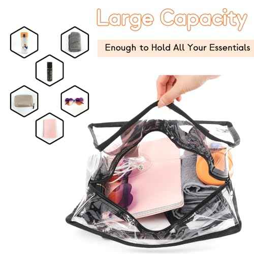 Clear Bag for Stadium Events Approved, 12x6x12 Large Transparent Tote Bag with Zipper for Gym Concert Sports Festivals