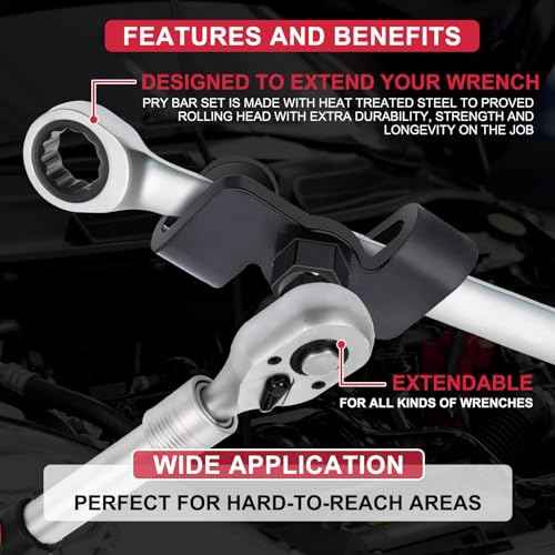 Universal Wrench Extender Breaker Bar and Offset Extension Wrench Adapters, Wrench Extender for 1/2 Inch Drive Breaker Bars/21 mm Hex Drive, Garage Repair, Automotive, Torque Adapter, Black