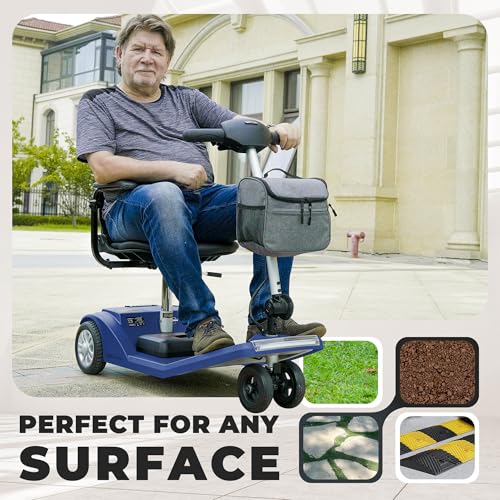 Metro Mobility Powered Mobility Scooters, 4 Wheel Mobility Scooters for Adults 265 lbs Folding Mobility Scooter Lightweight Headlight Electric Scooters for Seniors 10 Miles with USB Charger Port Blue