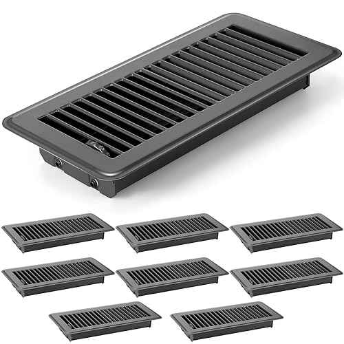 4 x 10'' Floor Vent Covers Heavy Duty Floor Register Metal Heat Vent Covers with Rust Proof Finish for Home Heater (Gray,8 Pcs)