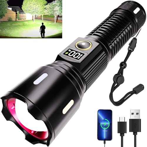 Rechargeable Flashlights High Lumens, 990,00LM LED Super Bright Flash Light, Handheld Tactical Flashlight, Adjustable High Powered Flash Lights, 5-Mode Powerful Linternas for Emergencies Camping