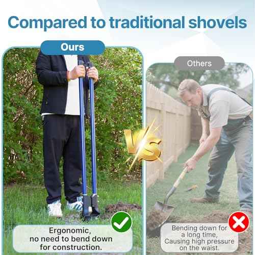 Post Hole Digger, 58 Inch Heavy Duty Manual Posthole Digger with Fiberglass Handle & Carbon Steel Blades for Fence Post, Mailbox, Gardening and Planting