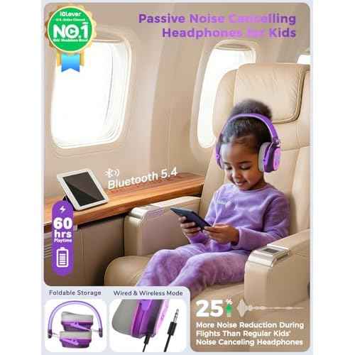iClever Noise Cancelling Headphones for Kids Adults, Bluetooth Ear Protection with 60H Play Time, Safe Volume 80dBA, Noise Reduction Headphones for Autism Fireworks/Monster Truck, FOCUS