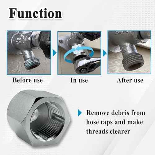 05265 Thread Clean Adapter for Household Outdoor Faucets, Clean Wrench Tool, Silver