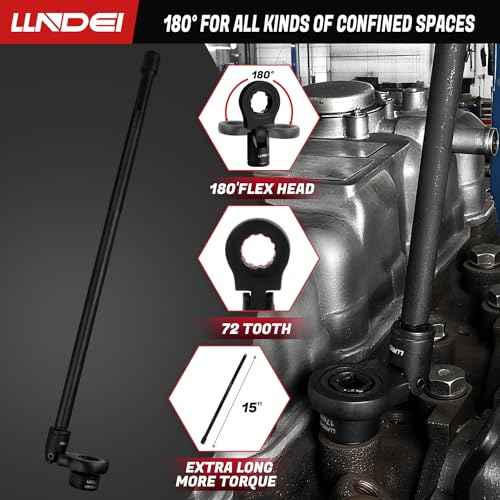 LLNDEI 3/8" Nano Sockets, Drive Stubby Impact Socket Set, 19-Piece Long Flex Head Ratcheting Wrench Set Extension Bar(6"-15"), 6-19mm Metric Stubby Socket Set, Cr-Mo material