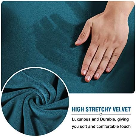 H.VERSAILTEX Velvet 4 Piece High Stretch Sofa Slipcover Cover Furniture Protector Form Fit Luxury Thick Velvet Extra Large Sofa Cover for 3 Cushion Couch Width Up to 105 Inch (XL Sofa, Deep Teal)