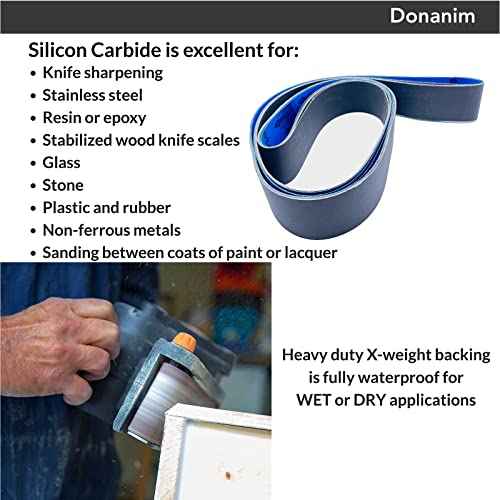 2 x 42 Inch Silicon Carbide Extra Fine Grit Sanding Belts 600, 800, 1000 Grits for 2x42 Belt Grinder, 9 Pack Assortment