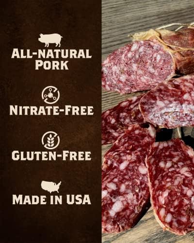Fortuna's Finocchiona Dry Salami - Nitrate-Free Artisanal Charcuterie with Natural Fennel - Gluten-Free and Ideal for Keto Diets - Delicious Flavor and Texture for Snacking or Cooking, 2 Sticks, 10oz each