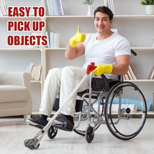 Sabary 5 Pack Suction Cup Reacher Grabber Heavy Trash Picker Grabber Tool, Long Handy Aids Nonslip Claw Reach Tool for Elderly Pick up Stick Arm Extension Litter Picker (Red)