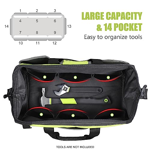 FASTPRO 16-inch Tool bag, Wide Mouth Tool Organizer with Large Capacity, Multi-pocket and Adjustable Shoulder Strap