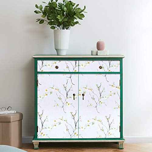 WENMER Beige Floral Peel and Stick Wallpaper - 17.71"x118" Modern Floral Removable Wallpaper for Bedroom, Cabinets, Kitchen Backsplash, Staircase, Shelf Backing