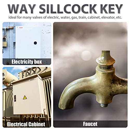 Honoson 2 Pieces 4 Way Sillcock Key 1/4", 9/32", 5/16", 11/32" Hose Bib Key Steel Sillcock Wrench Water Utility for Hose Bib Spigot Valve(Silver)